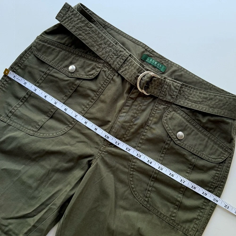Lauren Ralph Lauren Green Khaki Belted Safari Style Cropped Trousers Capri 10